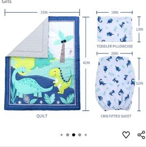 Dinosaur Nursery Set for Kids - Blue and Green
